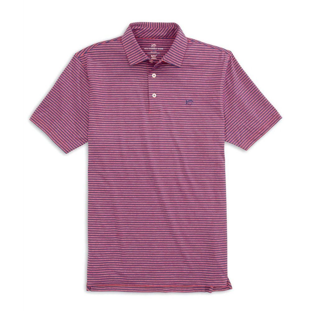 Southern Tide Men's Poppy Red Driver Striped Brrr Performance Polo XL